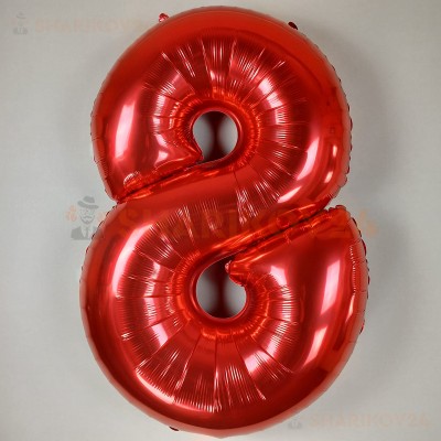 Шар (40''/102 см) Цифра, 8, Красный